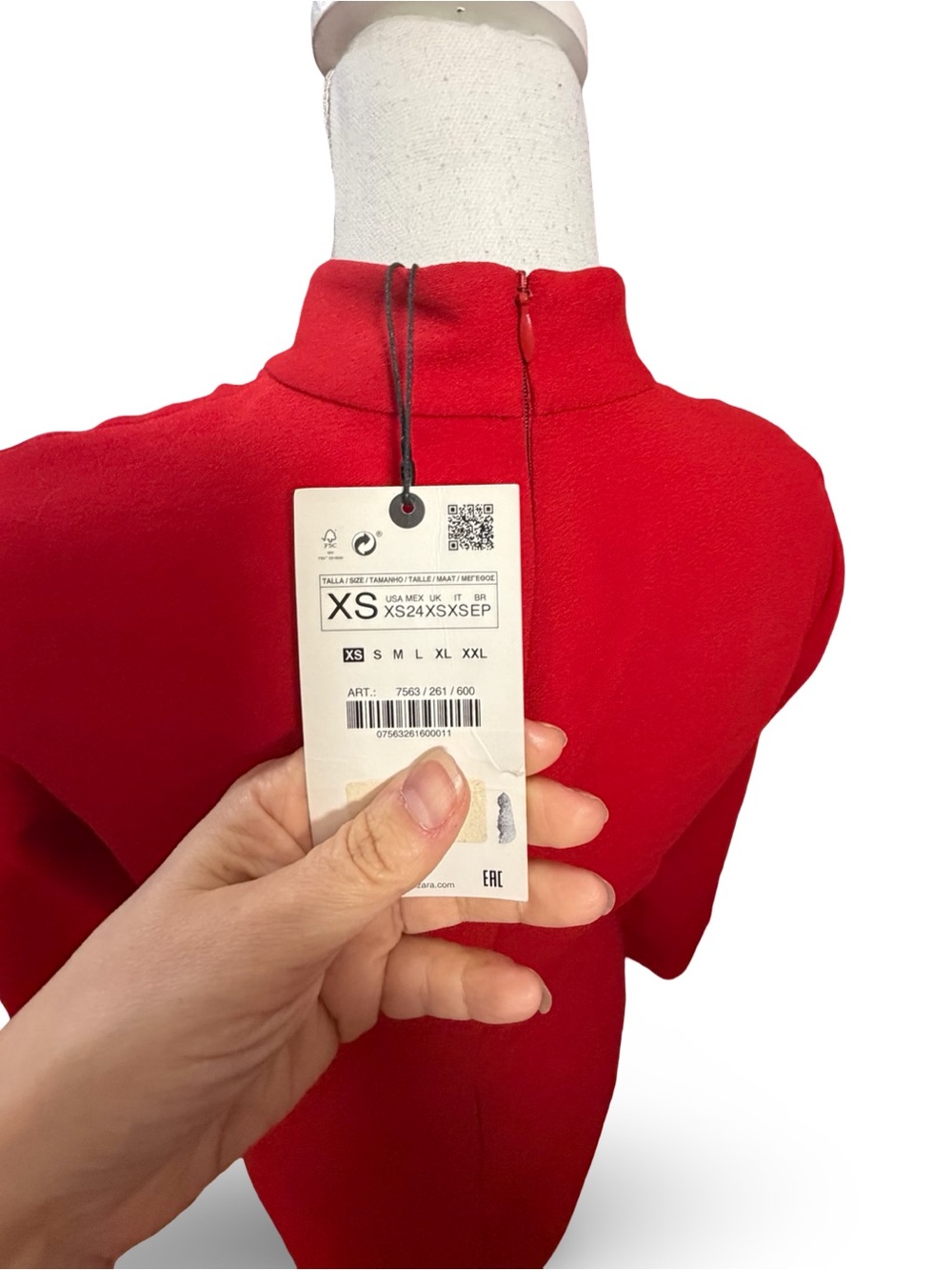 Zara Red Mandarin Collar Midi Dress with Frog Fasteners S - Picture 14 of 14